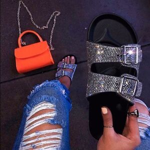 Restocked billion babe rhinestone sandals